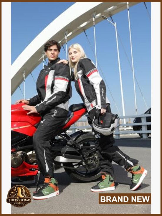 Motorcycle Leather Boots, Street Riding Shoes, Side Zipper, Anti-Slip Lace-Up